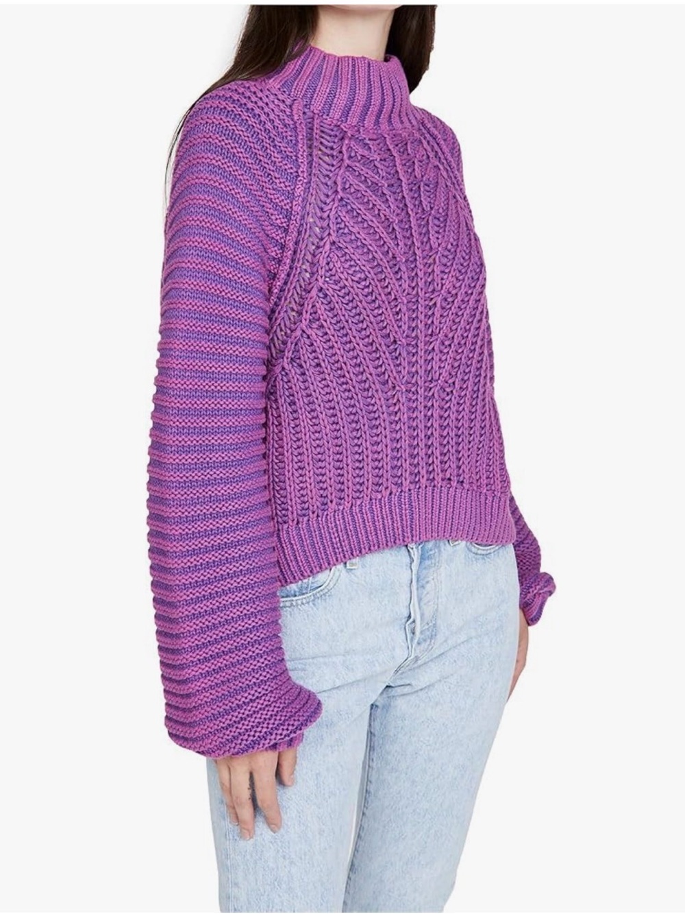 Free People Purple Sweetheart Mock Neck Sweater - L